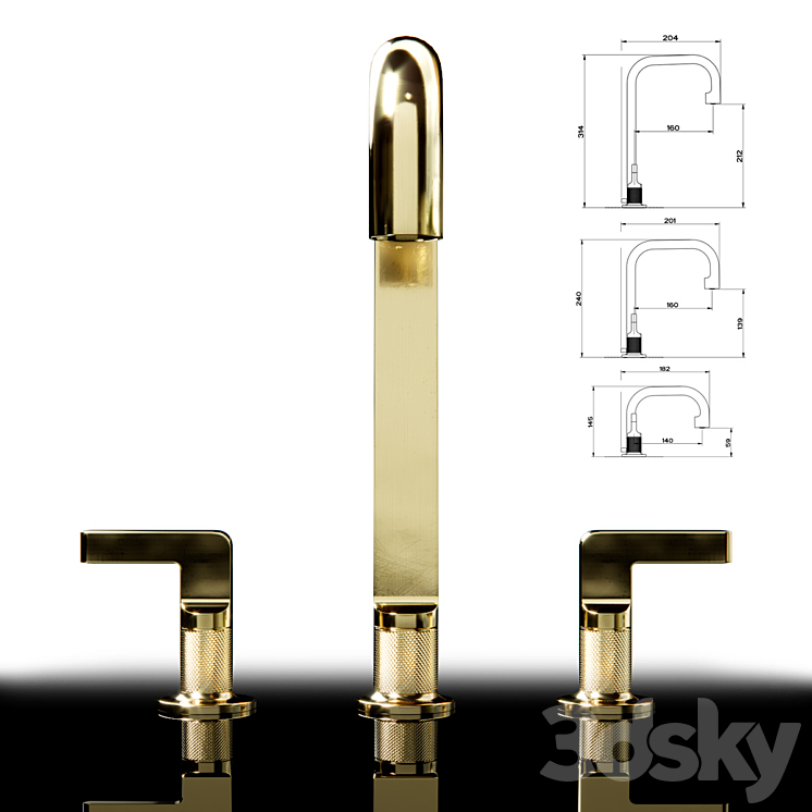 Gessi inciso- | basin mixer 3DS Max - thumbnail 2