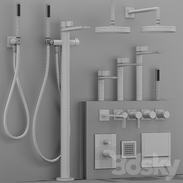 GESSI INVERSO RIGATO bathroom faucet set 3DS Max Model - thumbnail 7