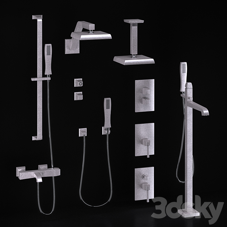 Gessi Mimi faucets for shower and bath 3DS Max - thumbnail 1