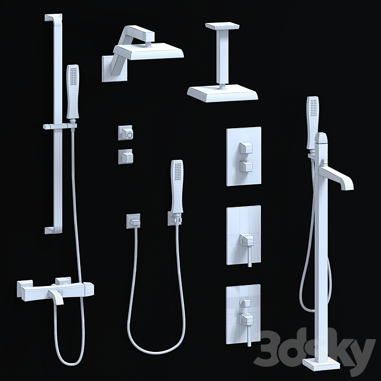 Gessi Mimi faucets for shower and bath 3DS Max - thumbnail 2