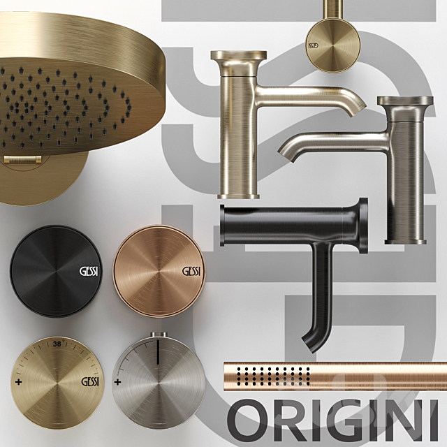 GESSI ORIGINI Bathroom faucet set 1 3ds Max - thumbnail 2