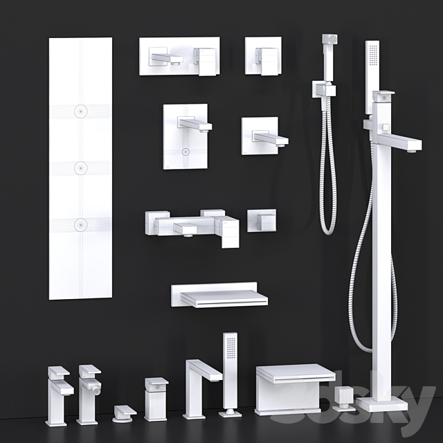 Gessi rettangolo bathroom mixer collection 3DS Max Model - thumbnail 5