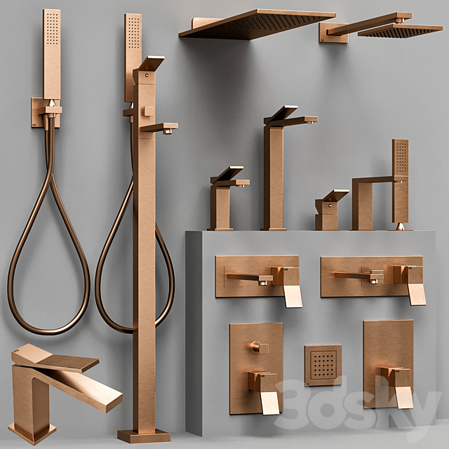 Gessi Rettangolo K bathroom faucet set 3DS Max Model - thumbnail 3