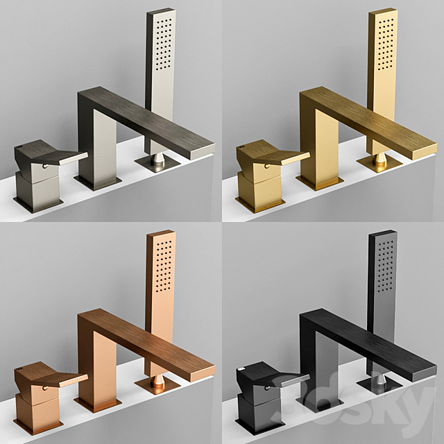 Gessi Rettangolo K bathroom faucet set 3DS Max Model - thumbnail 5