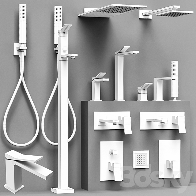 Gessi Rettangolo K bathroom faucet set 3DS Max Model - thumbnail 6