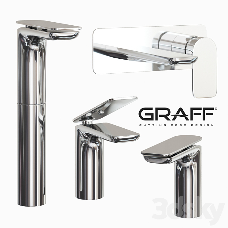 Graff set basin mixer for wall SENTO Series 3DS Max - thumbnail 1