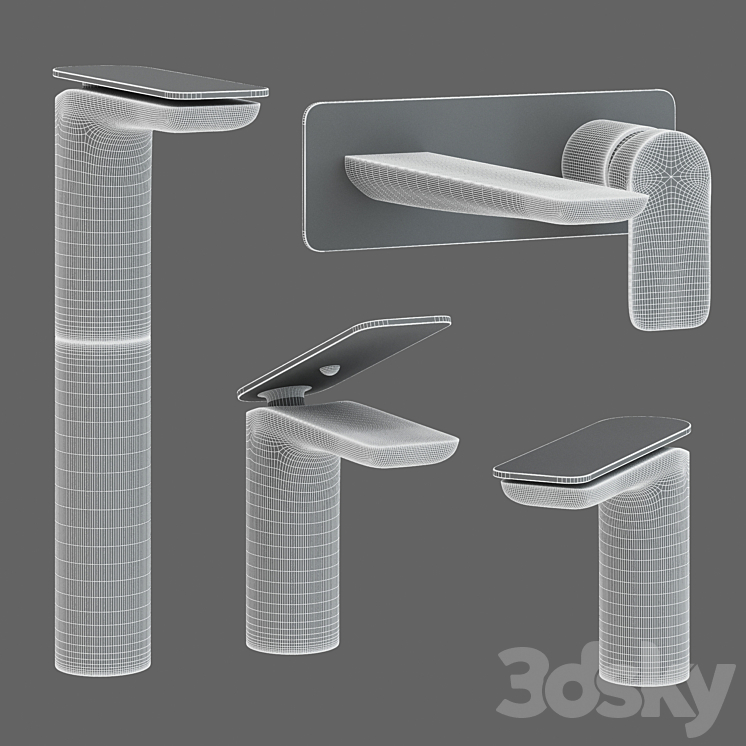 Graff set basin mixer for wall SENTO Series 3DS Max - thumbnail 2