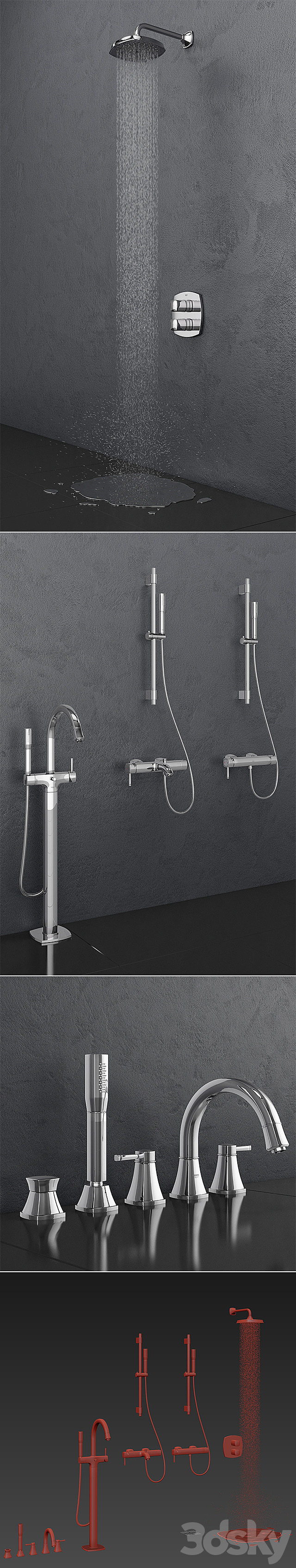 GROHE bath and shower faucets | Grandera set 26 3DS Max Model - thumbnail 2