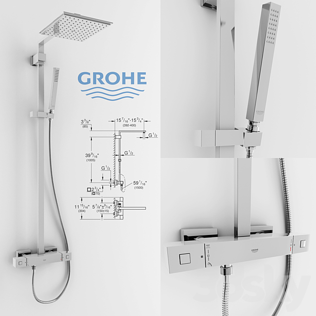 Grohe Euphoria Cube XXL Shower System 3ds Max - thumbnail 1