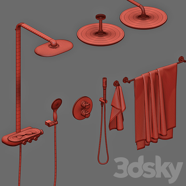 GROHE shower set and accessories 3DS Max Model - thumbnail 2