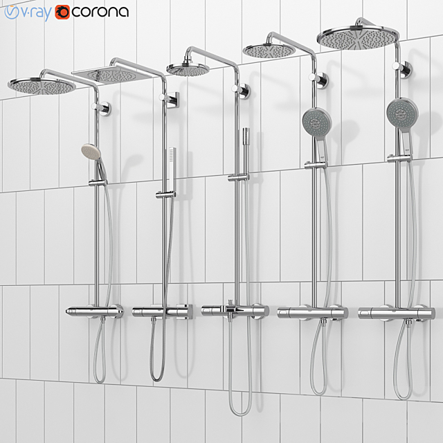 GROHE shower systems | Rainshower set 37 3ds Max - thumbnail 1