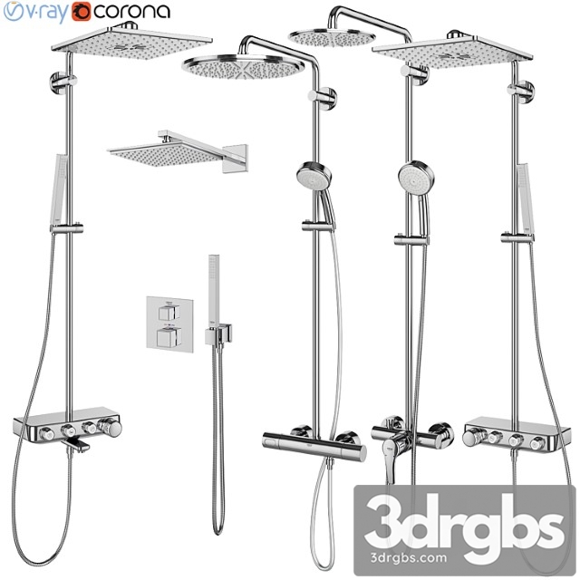 Grohe Shower Systems Set 106 3dsmax Download - thumbnail 1