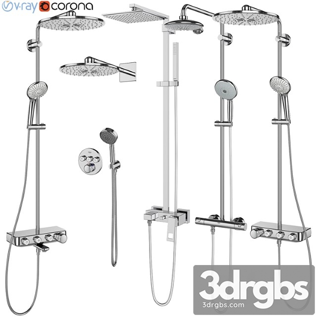 Grohe Shower Systems Set 107 3dsmax Download - thumbnail 1