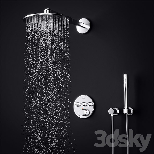 Grohe SmartControl Concealed Shower System 3DS Max Model - thumbnail 2