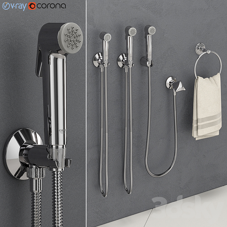 GROHE Tempesta-F Hygienic Shower Head Trigger Spray 30 Sena Trigger Spray 35 3DS Max - thumbnail 1