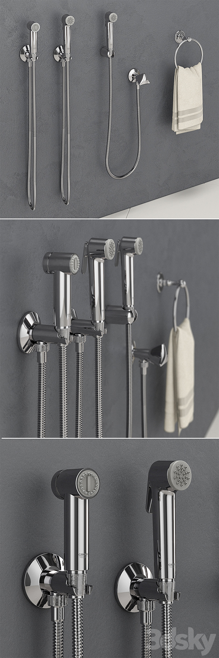 GROHE Tempesta-F Hygienic Shower Head Trigger Spray 30 Sena Trigger Spray 35 3DS Max - thumbnail 2