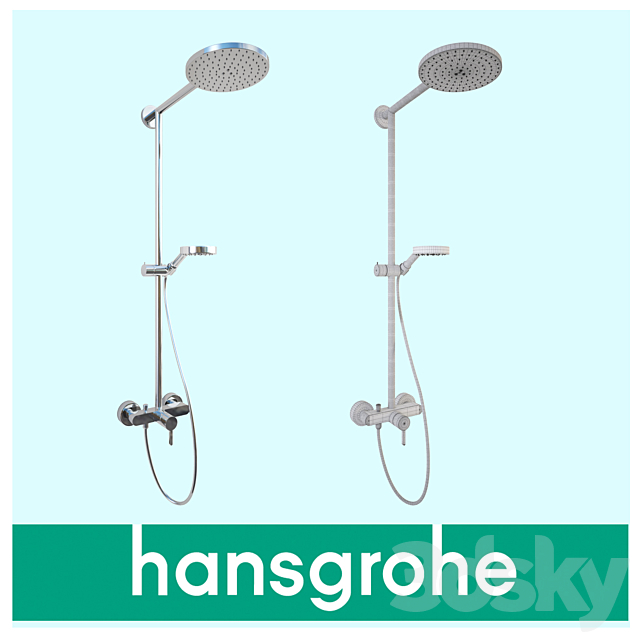 Hansgrohe Raindance Showerpipe 180 EcoSmart 3DS Max Model - thumbnail 1