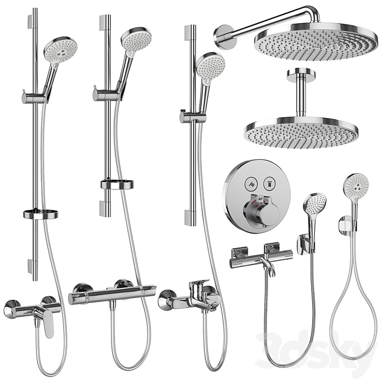 Hansgrohe set 160 mixers and shower systems 3DS Max Model - thumbnail 3
