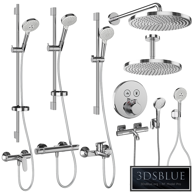 Hansgrohe set 160 mixers and shower systems 3DS Max - thumbnail 3