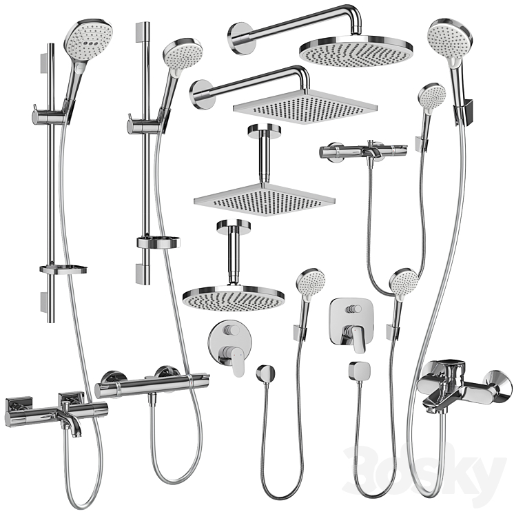 Hansgrohe set 162 mixers and shower systems 3DS Max - thumbnail 1