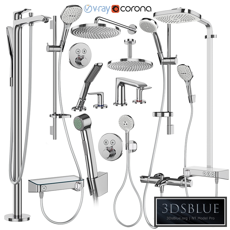 Hansgrohe set 173 mixers and shower systems 3DS Max - thumbnail 3