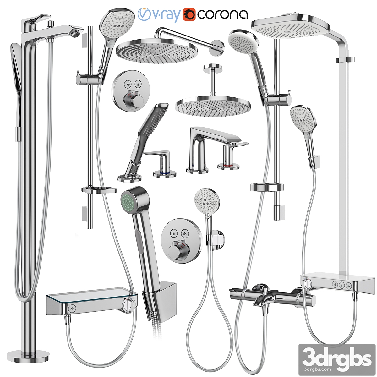 Hansgrohe Set 173 Mixers Shower Systems 3dsmax Download - thumbnail 1