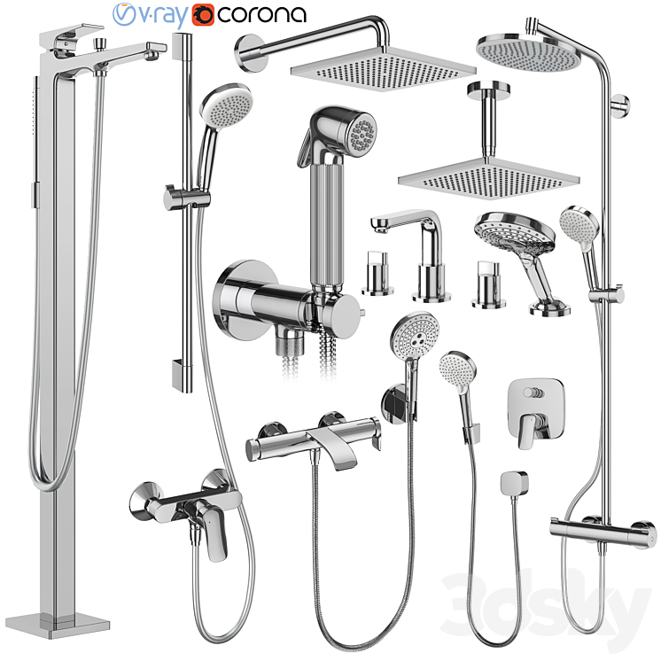 Hansgrohe set 175 mixers and shower systems 3DS Max Model - thumbnail 1