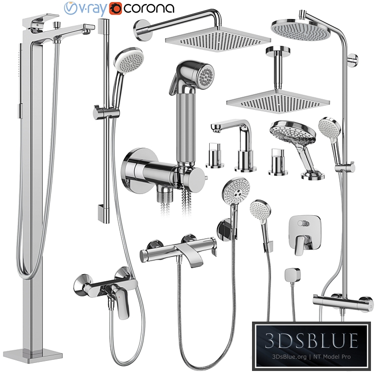 Hansgrohe set 175 mixers and shower systems 3DS Max - thumbnail 3