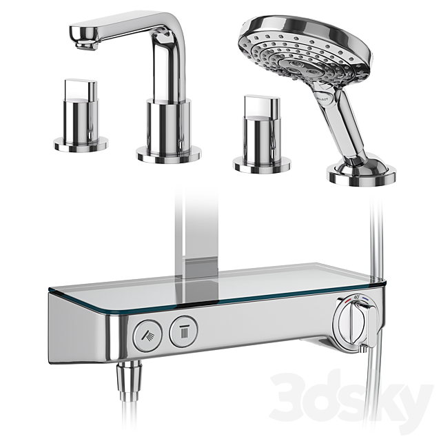 Hansgrohe set 178 mixers and shower systems 3DS Max Model - thumbnail 2