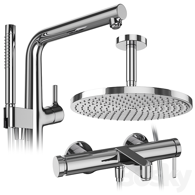 Hansgrohe set 178 mixers and shower systems 3DS Max Model - thumbnail 4