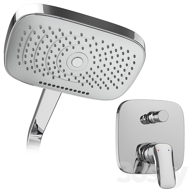 Hansgrohe set 178 mixers and shower systems 3DS Max Model - thumbnail 5