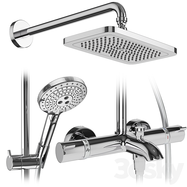 Hansgrohe set 178 mixers and shower systems 3DS Max Model - thumbnail 6