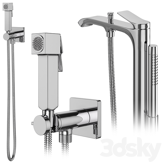 Hansgrohe set 179 mixers and shower systems 3ds Max - thumbnail 3