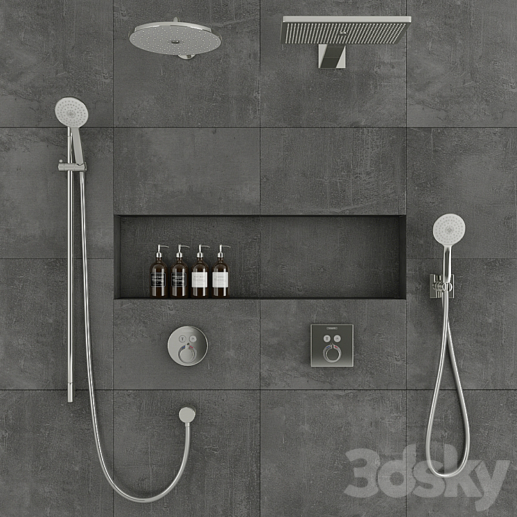 Hansgrohe shower system 3DS Max - thumbnail 1