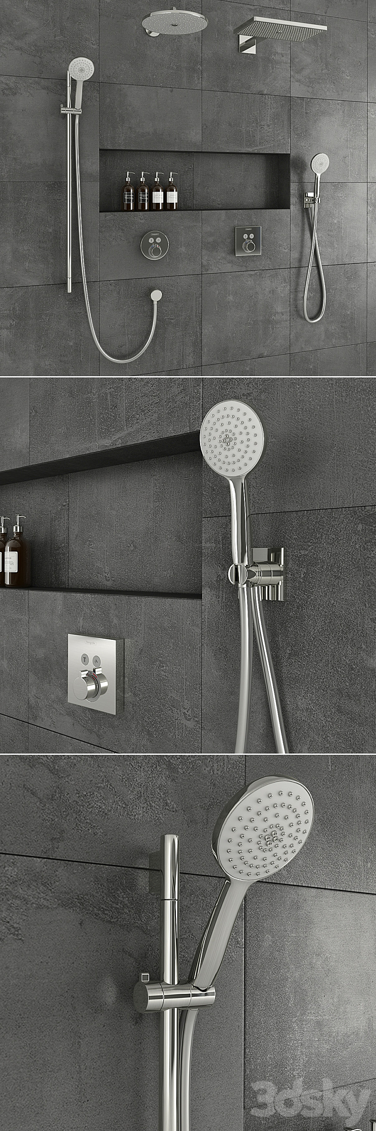 Hansgrohe shower system 3DS Max - thumbnail 2