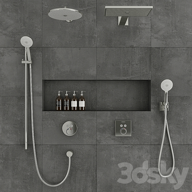 Hansgrohe shower system 3DS Max Model - thumbnail 1