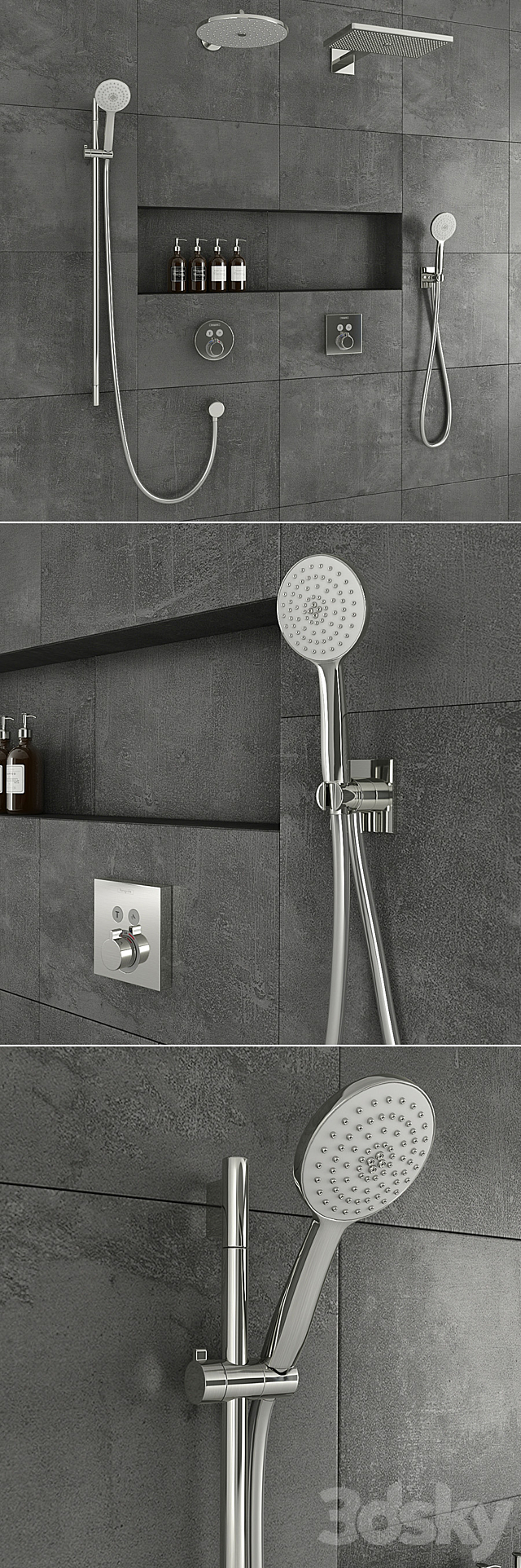 Hansgrohe shower system 3DS Max Model - thumbnail 2