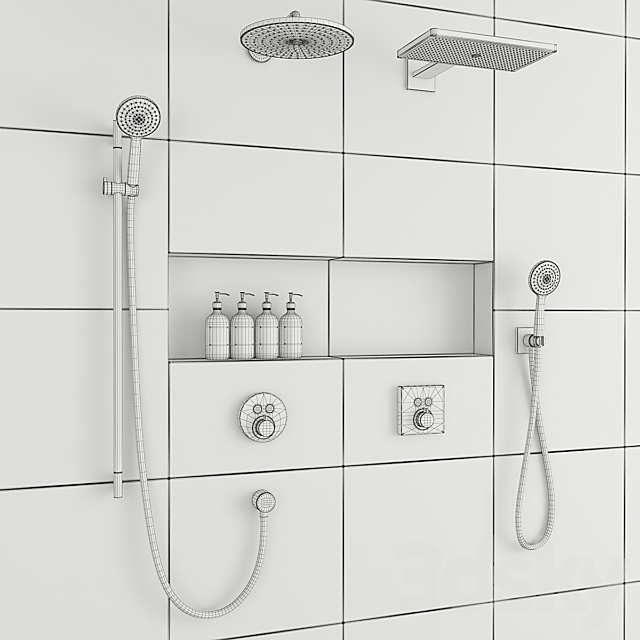 Hansgrohe shower system 3DS Max Model - thumbnail 3