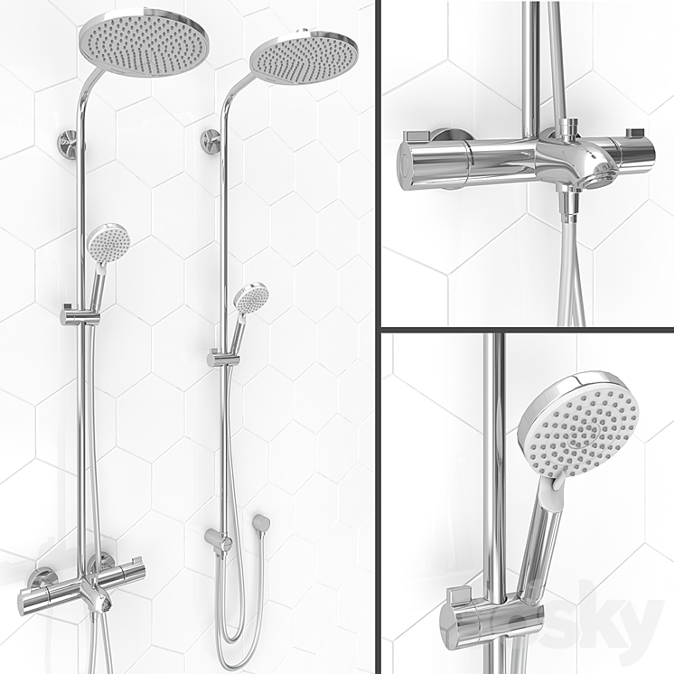 HANSGROHE shower systems | Crometta S 240 Set2 3DS Max - thumbnail 1