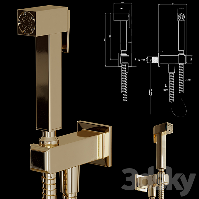 Hygienic shower Gessi Eleganza Art. 46285 3DS Max Model - thumbnail 5