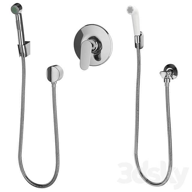 Hygienic shower Hansgrohe and Bossini set 158 3DS Max Model - thumbnail 2