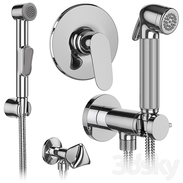 Hygienic shower Hansgrohe and Bossini set 158 3DS Max Model - thumbnail 4