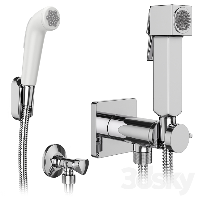 Hygienic shower Hansgrohe and Bossini set 158 3DS Max Model - thumbnail 5