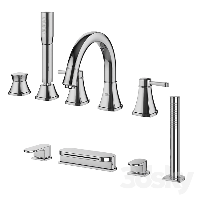 Inset bath mixers set 132 (Ravak Grohe IDEAL standard) 3ds Max - thumbnail 2