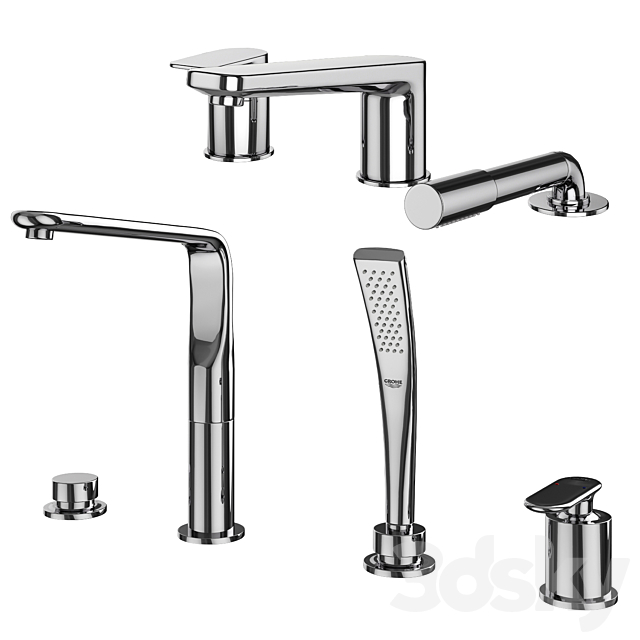 Inset bath mixers set 132 (Ravak Grohe IDEAL standard) 3ds Max - thumbnail 3