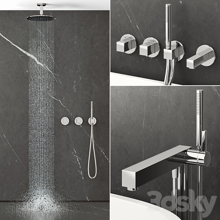 Keuco Edition 90 shower and bath faucets 3DS Max - thumbnail 2