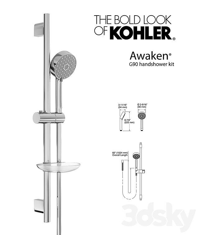 Kohler Awaken® G90 handshower kit 3ds Max - thumbnail 1