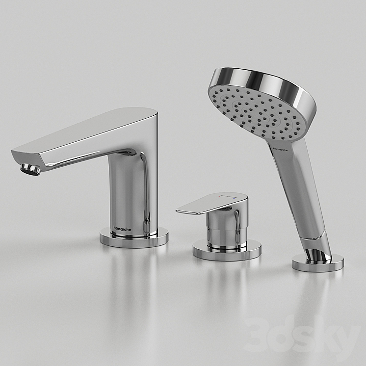 Mixer Hansgrohe Talis E 71731000 on the side of the bathtub 3DS Max - thumbnail 1