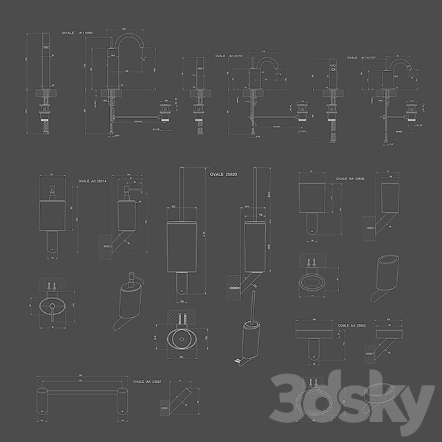 Mixers and accessories GESSI Ovale 3DS Max Model - thumbnail 3