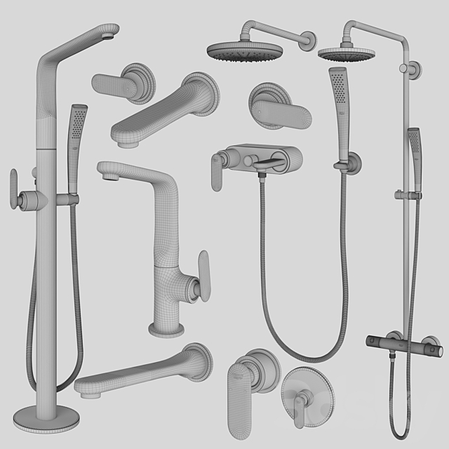 Mixers and showers GROHE | Veris set 70 3DS Max Model - thumbnail 3